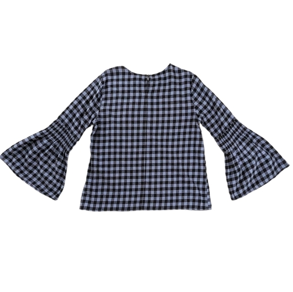BeachLunchLounge Blue Black Checker Roberta Bell Sleeve Gingham Check Top - Picture 4 of 9